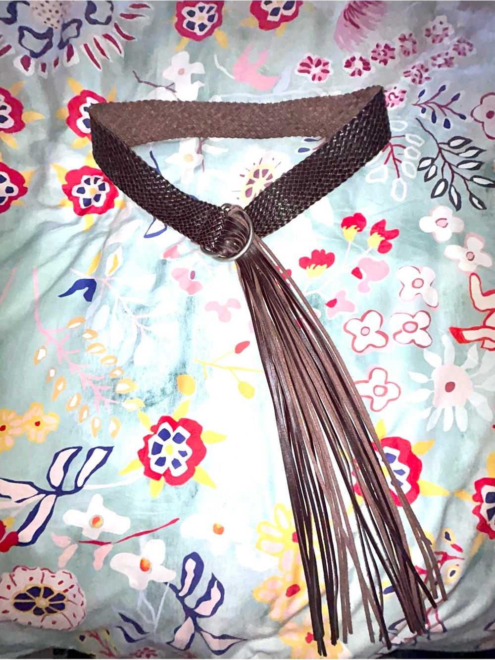 WOW - Vintage Y2K J. Crew Braided Leather Fringe Belt - Dark Brown